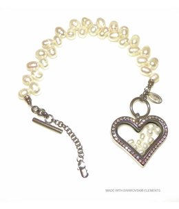 Bijou Gio Design™ Pearl Bracelet with Stainless Steel Memory Locket and little Pearls