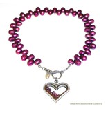 Bijou Gio Design™ Parelcollier met RVS glazen hart medaillon en mini zoetwaterparels