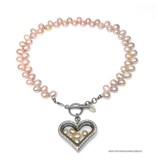 Bijou Gio Design™ Parelcollier met RVS glazen hart medaillon en mini zoetwaterparels