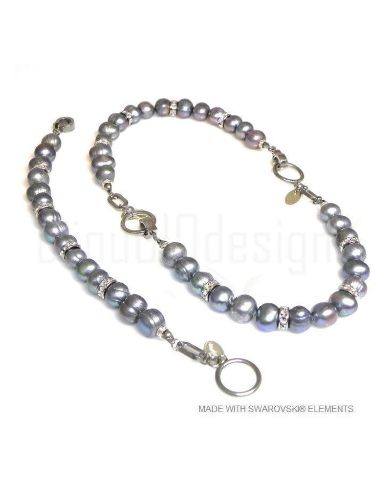 Bijou Gio Design™ Set Stainless Steel Pearl Bracelet and Pearl Necklace