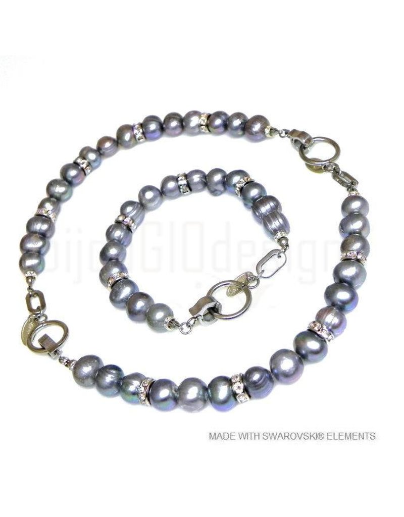 Bijou Gio Design™ Set RVS Parelarmband en Parelcollier