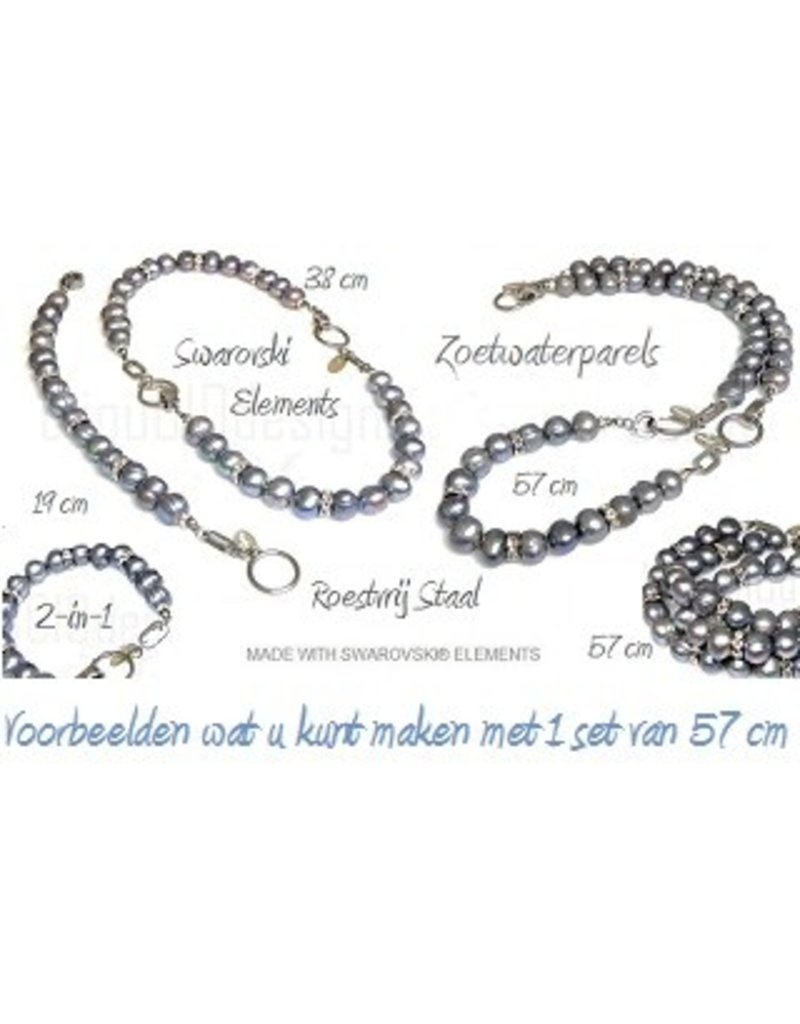 Bijou Gio Design™ Set RVS Parelarmband en Parelcollier