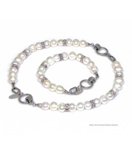 Bijou Gio Design™ Set Stainless Steel Pearl Bracelet and Pearl Necklace