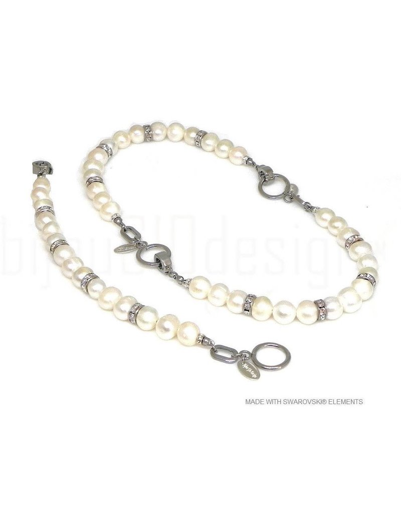 Bijou Gio Design™ Set Stainless Steel Pearl Bracelet and Pearl Necklace