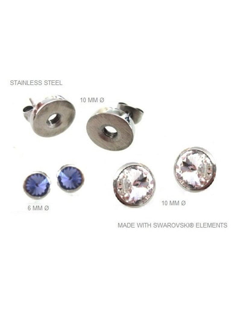 Earstuds Stainless Steel with removable Swarovski stones