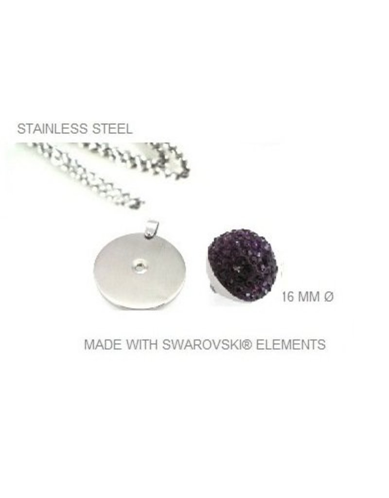 Stainless Steel necklace and pendant with removable Swarovski stone