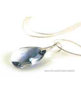 Bijou Gio Design™ Silver Necklace with Swarovski Elements Pear-Shaped "Crystal-Montana Blend"