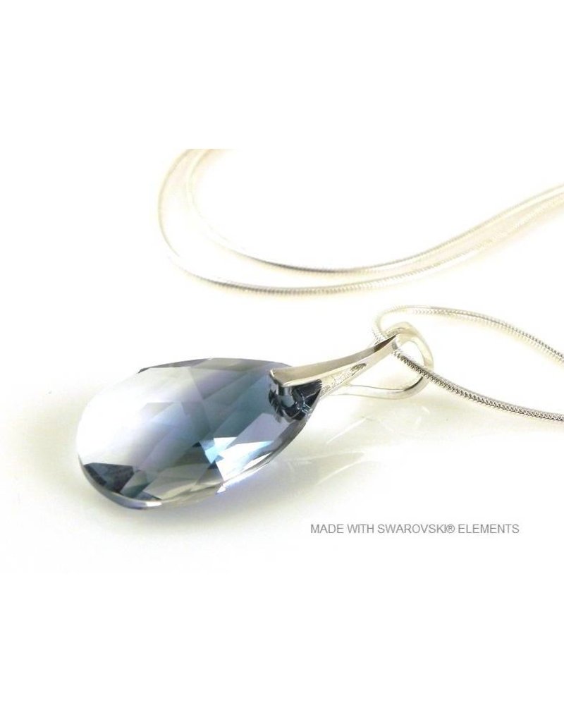 Bijou Gio Design™ Silver Necklace with Swarovski Elements Pear-Shaped "Crystal-Montana Blend"