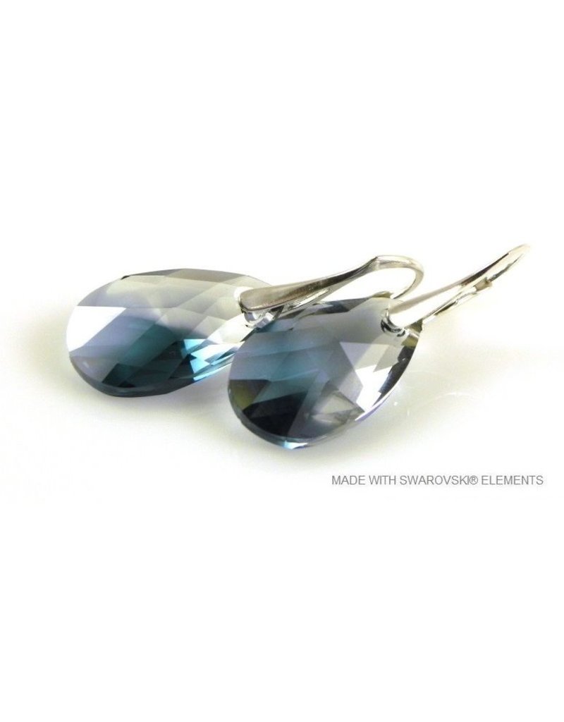 Bijou Gio Design™ Zilveren Oorbellen met Swarovski Elements Pear-Shaped "Crystal-Montana Blend"
