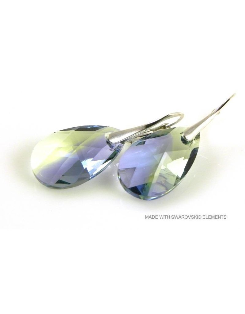 Bijou Gio Design™ Zilveren Oorbellen met Swarovski Elements Pear-Shaped "Pro. lav - chrys. blend"