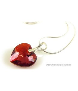 Bijou Gio Design™ Silver Necklace with Swarovski Elements Heart "Crystal Red Magma"