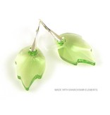 Bijou Gio Design™ Silver Earrings with Swarovski Elements Leaf "Peridot"