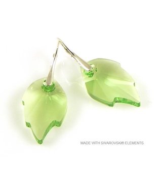 Bijou Gio Design™ Silver Earrings with Swarovski Elements Leaf "Peridot"