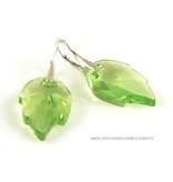 Bijou Gio Design™ Silver Earrings with Swarovski Elements Leaf "Peridot"