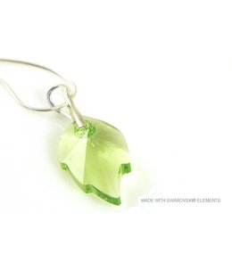 Bijou Gio Design™ Silver Necklace with Swarovski Elements Leaf "Peridot"