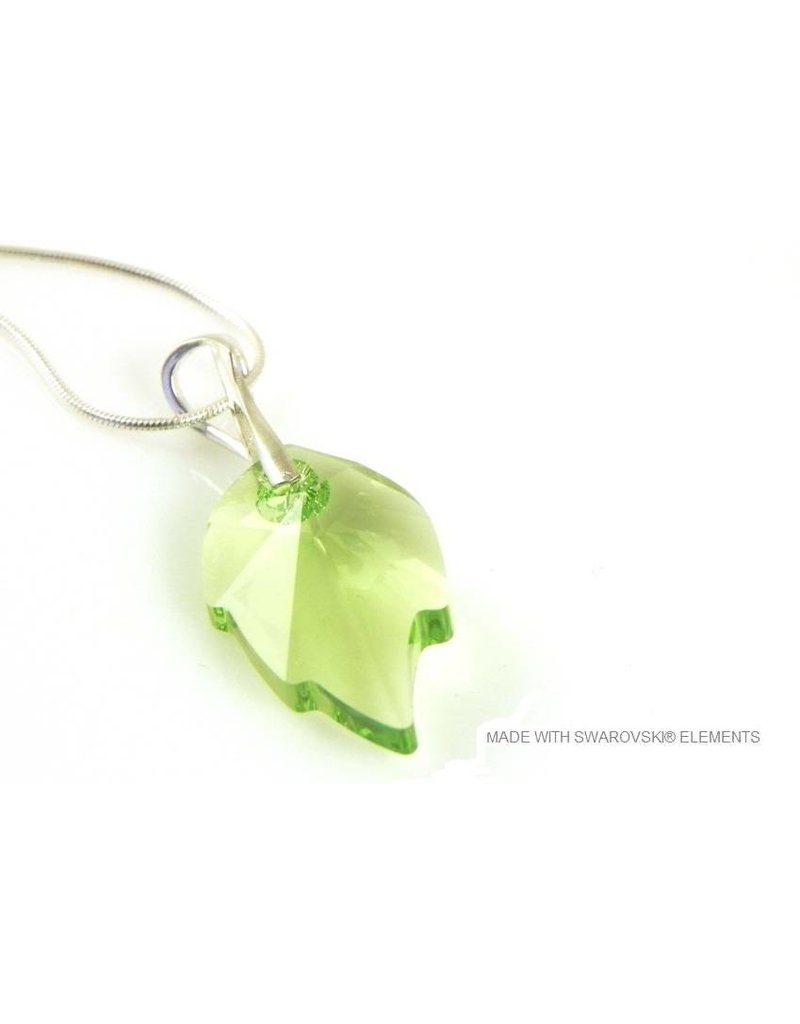 Bijou Gio Design™ Zilveren Ketting met Swarovski Elements Leaf "Peridot"