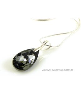 Bijou Gio Design™ Silver Necklace with Swarovski Elements Pear-Shaped "Crystal Silver Night"