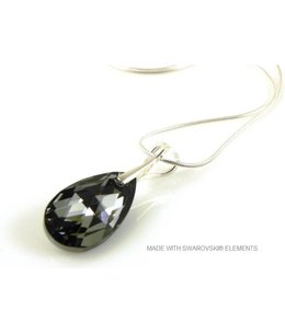 Bijou Gio Design™ Zilveren Ketting met Swarovski Elements Pear-Shaped "Crystal Silver Night"