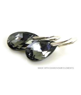 Bijou Gio Design™ Silver Earrings with Swarovski Elements Pear-Shaped "Crystal Silver Night"