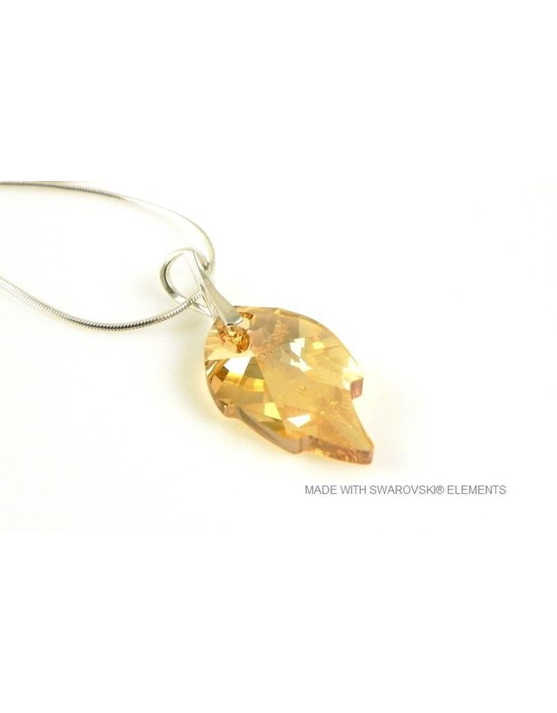 Bijou Gio Design™ Silver Necklace with Swarovski Elements Leaf "Crystal Golden Shadow"