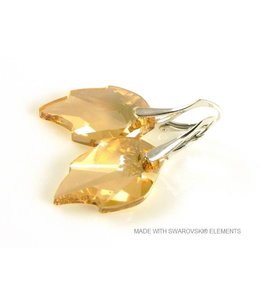 Bijou Gio Design™ Silver Earrings with Swarovski Elements Leaf "Crystal Golden Shadow"