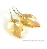 Bijou Gio Design™ Silver Earrings with Swarovski Elements Leaf "Crystal Golden Shadow"