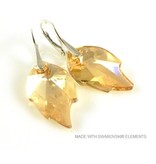 Bijou Gio Design™ Zilveren Oorbellen met Swarovski Elements Leaf "Crystal Golden Shadow"