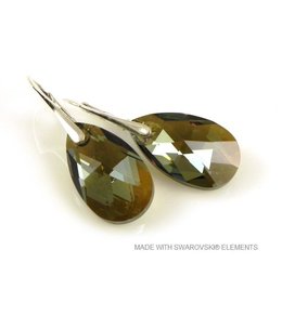 Bijou Gio Design™ Silver Earrings with Swarovski Elements Pear-Shaped "Bronze Shade"