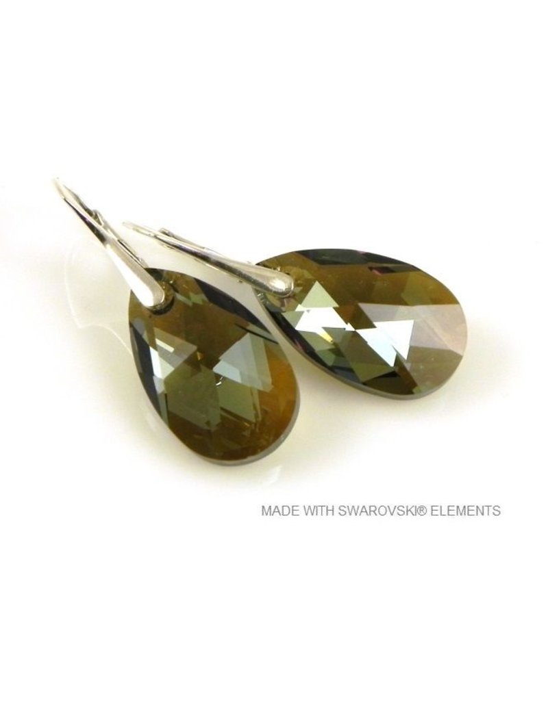 Bijou Gio Design™ Silver Earrings with Swarovski Elements Pear-Shaped "Bronze Shade"