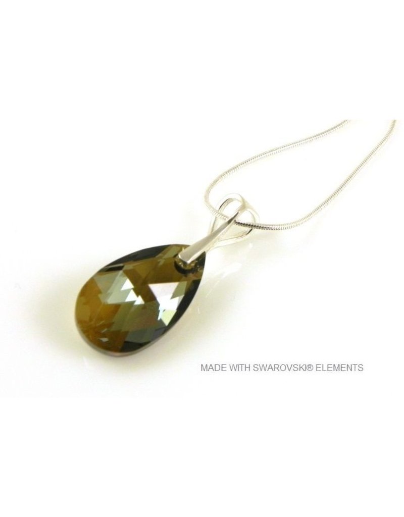 Bijou Gio Design™ Zilveren Ketting met Swarovski Elements Pear-Shaped "Bronze Shade"