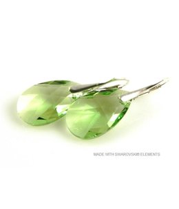 Bijou Gio Design™ Silver Earrings with Swarovski Elements Pear-shaped "Peridot"