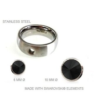 Ring Stainless Steel with removable Swarovski stones