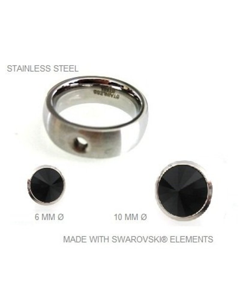 Ring Stainless Steel with removable Swarovski stones