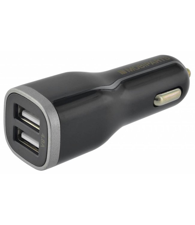 Mobiparts Mobiparts Car Charger Dual USB 4.8A + Micro USB Cable Black