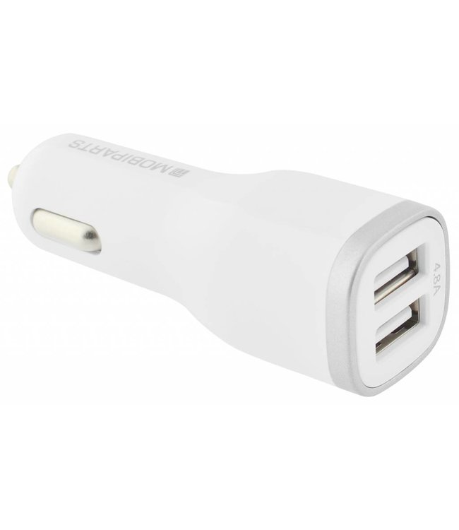 Mobiparts Mobiparts Car Charger Dual USB 4.8A + Micro USB Cable White