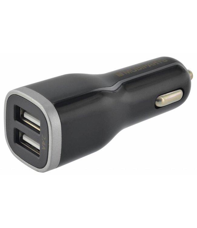 Mobiparts Car Charger Dual USB 2.4A + Lightning Cable Black
