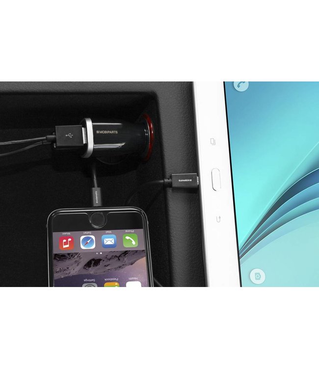 Mobiparts Car Charger Dual USB 2.4A + Lightning Cable Black