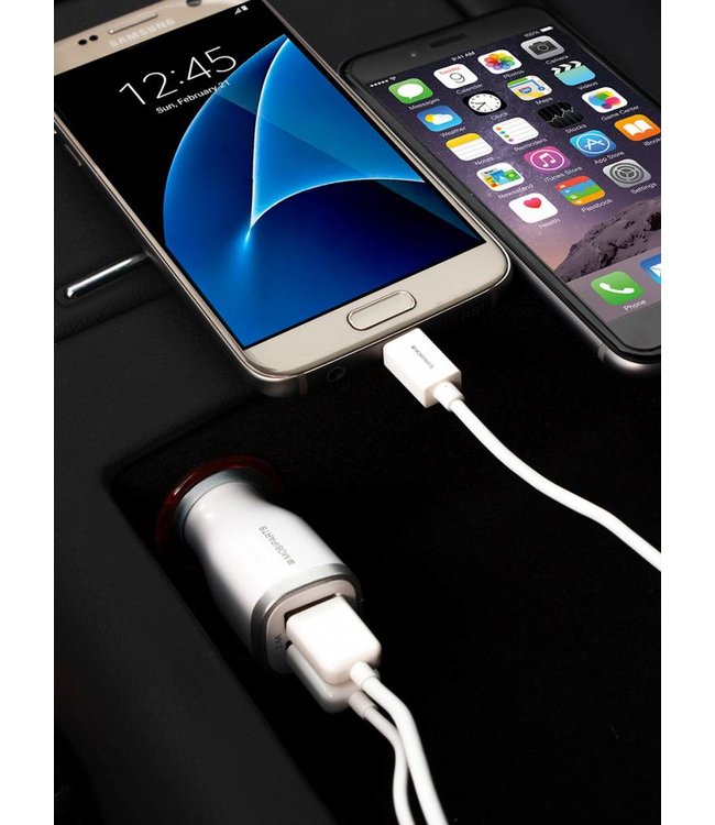 Mobiparts Mobiparts Car Charger Dual USB 4.8A + Lightning Cable White