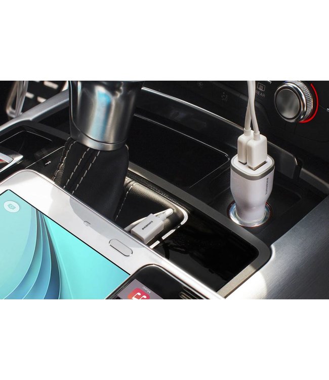 Mobiparts Mobiparts Car Charger Dual USB 4.8A + Lightning Cable White