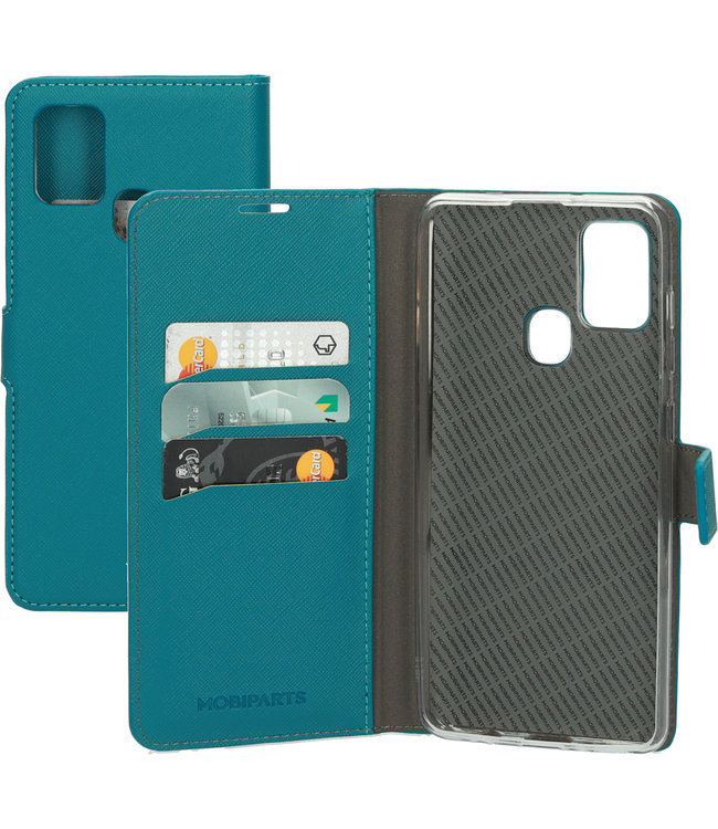 Mobiparts Mobiparts Saffiano Wallet Case Samsung Galaxy A21s (2020) Turquoise