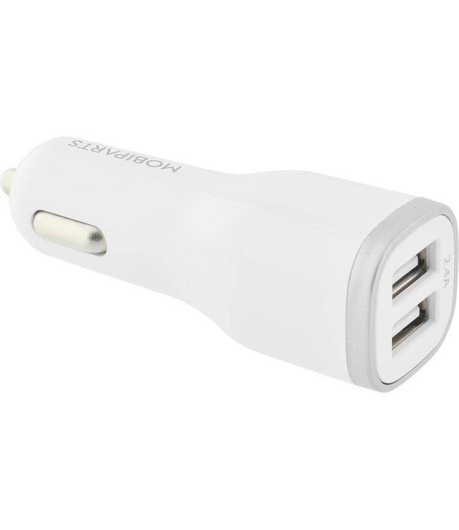 Mobiparts Mobiparts Car Charger Dual USB 2.4A + Lightning Cable White