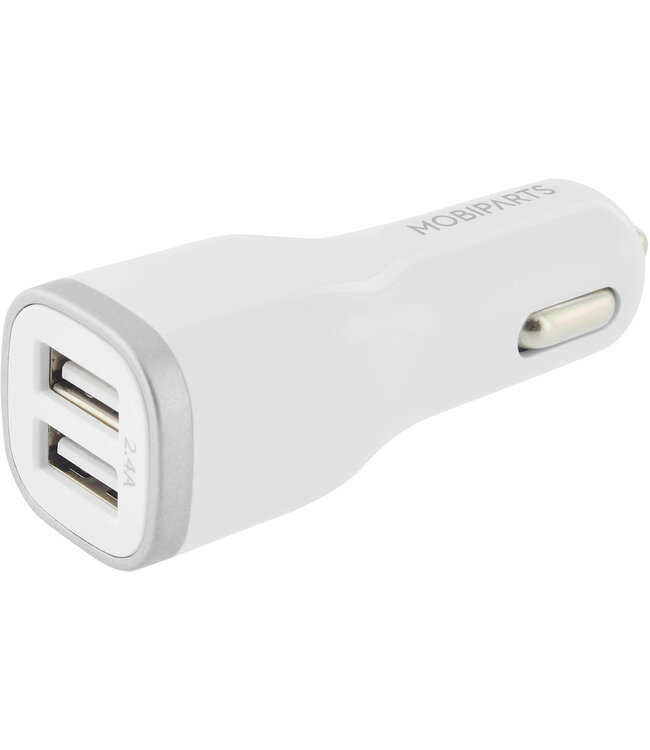 Mobiparts Mobiparts Car Charger Dual USB 2.4A + Lightning Cable White
