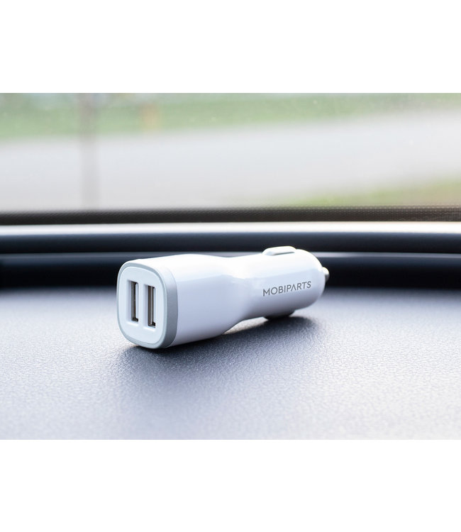 Mobiparts Mobiparts Car Charger Dual USB 2.4A + Lightning Cable White