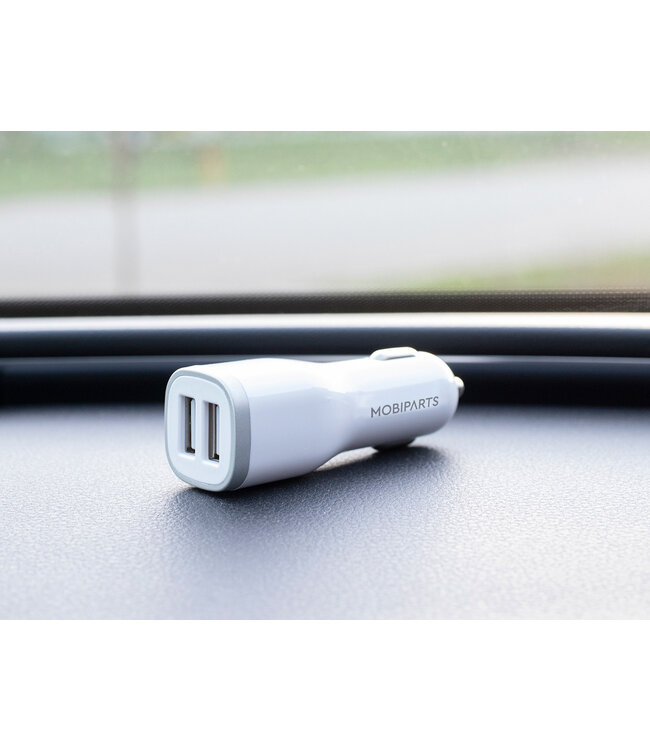 Mobiparts Mobiparts Car Charger Dual USB 4.8A + USB-C Cable White