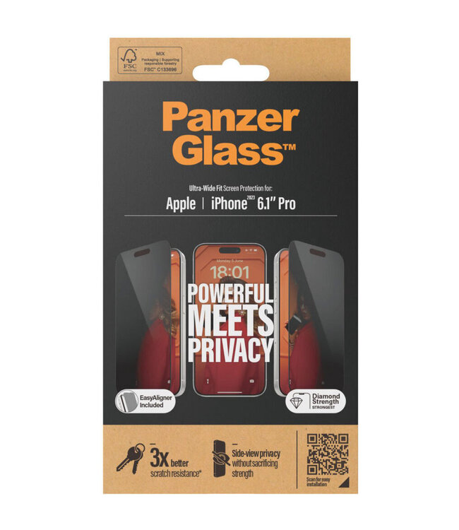 PanzerGlass iPhone 15 Pro-Ultra-Wide Fit Privacy with EasyAligner