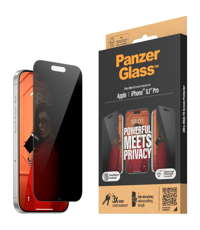 PanzerGlass iPhone 15 Pro-Ultra-Wide Fit Privacy with EasyAligner