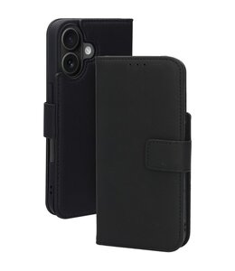 Mobiparts Leather Wallet Case Apple iPhone 16 Black (MagSafe Compatible)