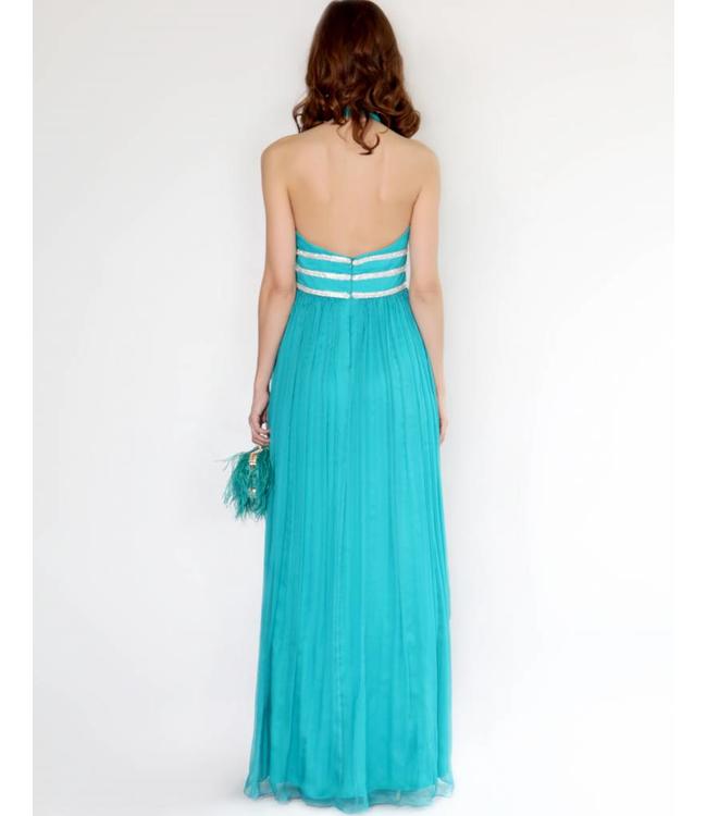 NISSA Long  Elegant dress with deep neckline