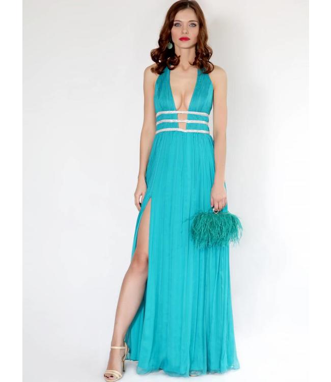 NISSA Long  Elegant dress with deep neckline