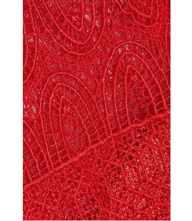 MARCHESA NOTTE Red Lace Mini Dress